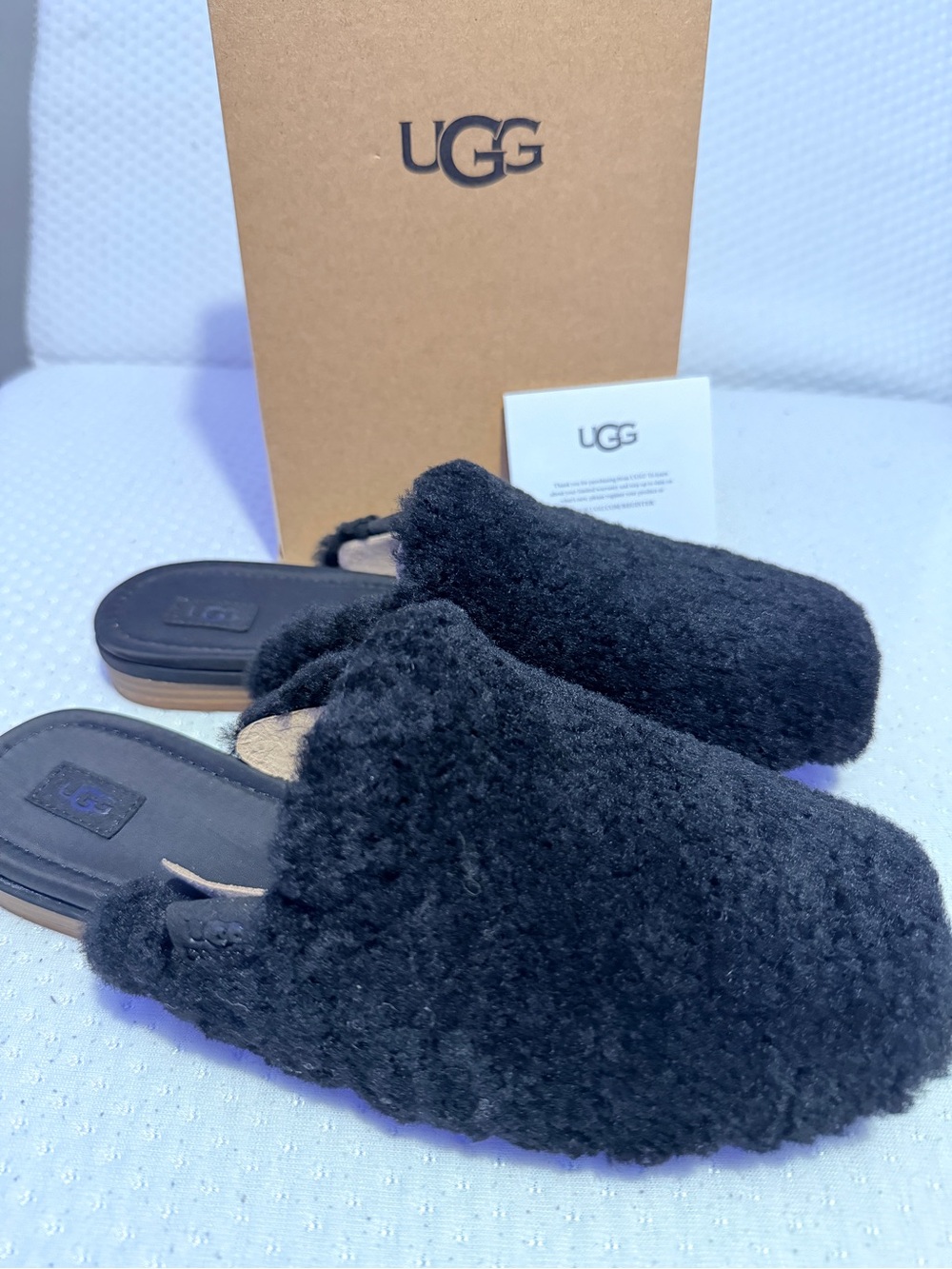 UGG Black Shearling Slide and Sandals
